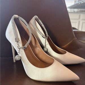 Jessica Simpson Cream Heels with Sparkling Ankle Strap